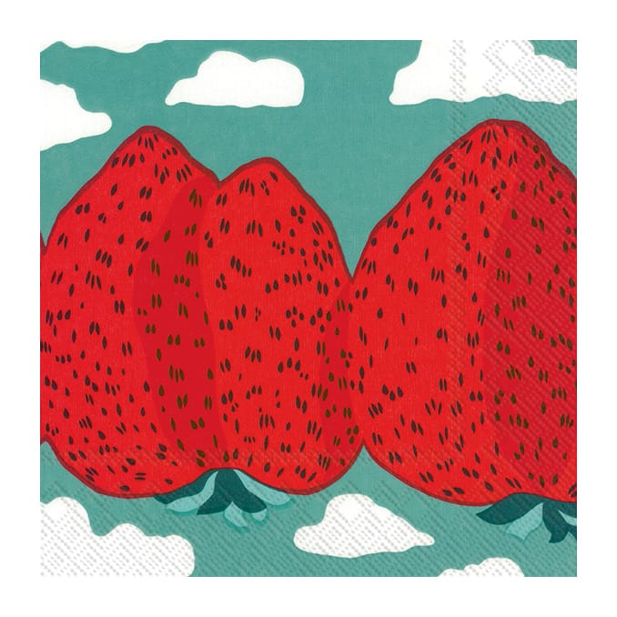 Serviettes Mansikkavuoret 33x33 cm, Pack de 20 - Rouge - Marimekko