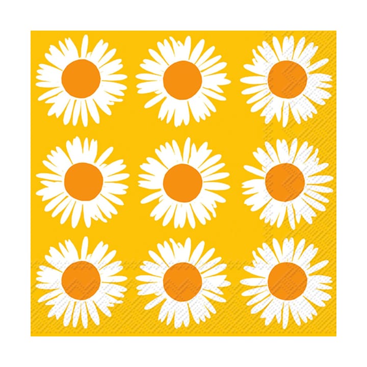 Serviettes tournesol 33x33 cm, Pack de 20, Orange-jaune Marimekko