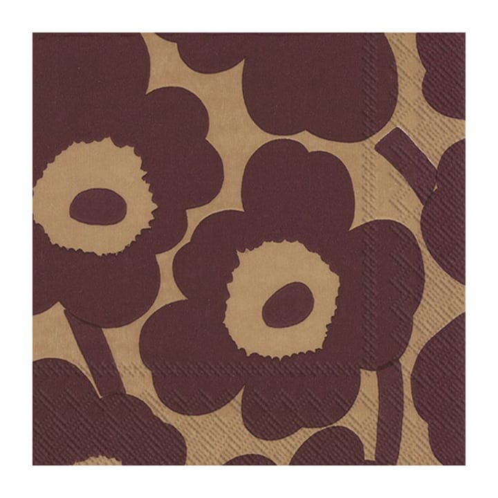 Serviettes Unikko 33x33 cm, lot de 20 - Linen-bordeaux - Marimekko