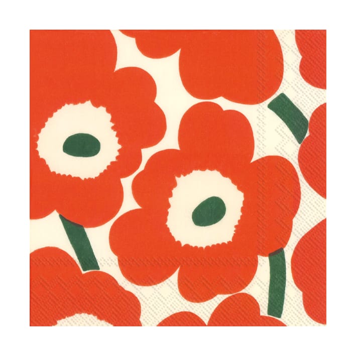 Serviettes Unikko 33x33 cm, lot de 20 - Orange/Green - Marimekko