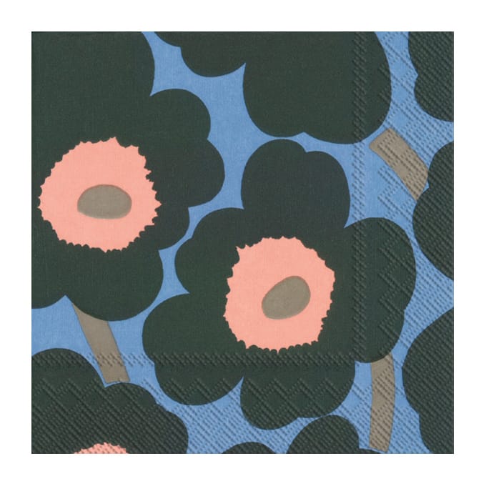 Serviettes Unikko 33x33 cm, lot de 20 - Vert-bleu - Marimekko