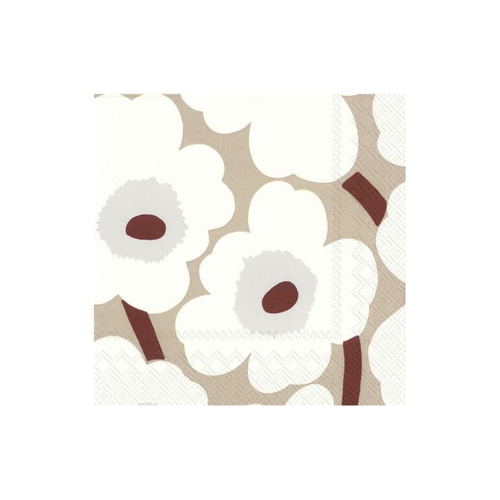 Serviettes Unikko 33x33 cm, Lot de 21 - Blanc-Lin - Marimekko