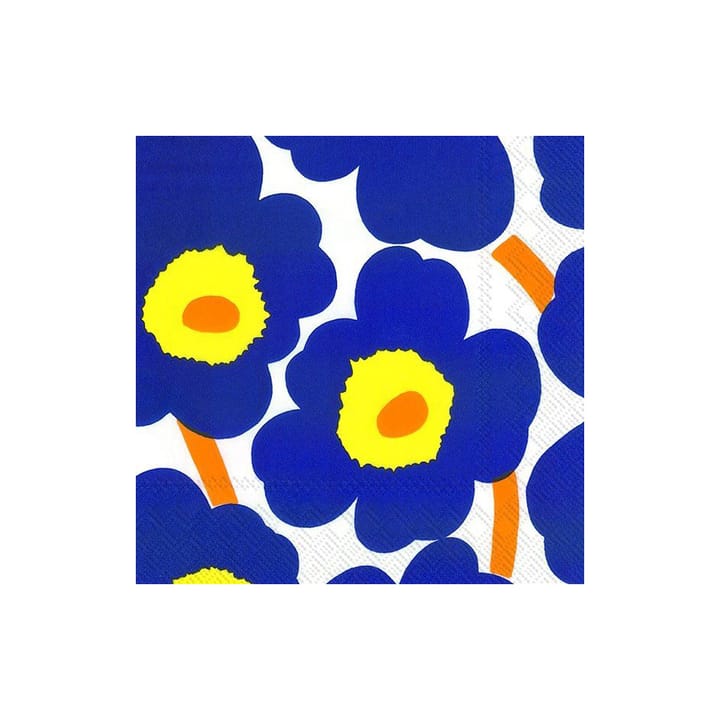 Serviettes Unikko 33x33 cm, Lot de 21 - Bleu-jaune - Marimekko