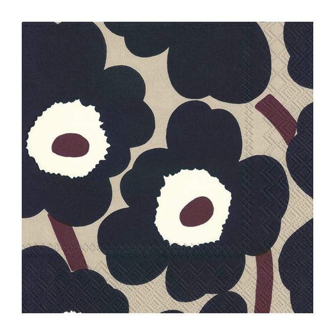 Serviettes Unikko 33x33 cm, Lot de 21 - Blue linen - Marimekko