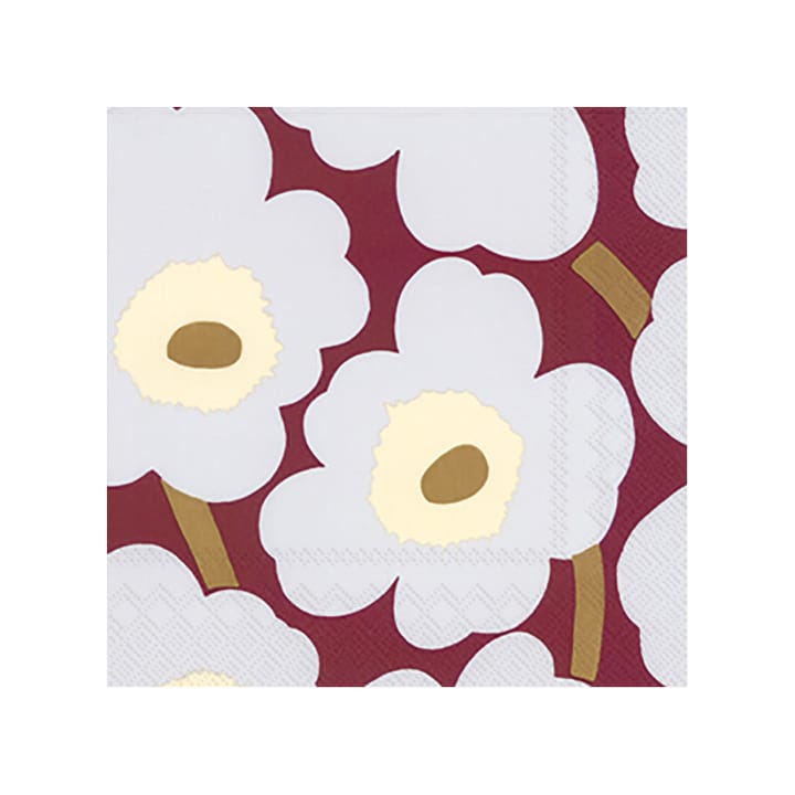 Serviettes Unikko 33x33 cm, Lot de 21 - Bordeaux - Marimekko