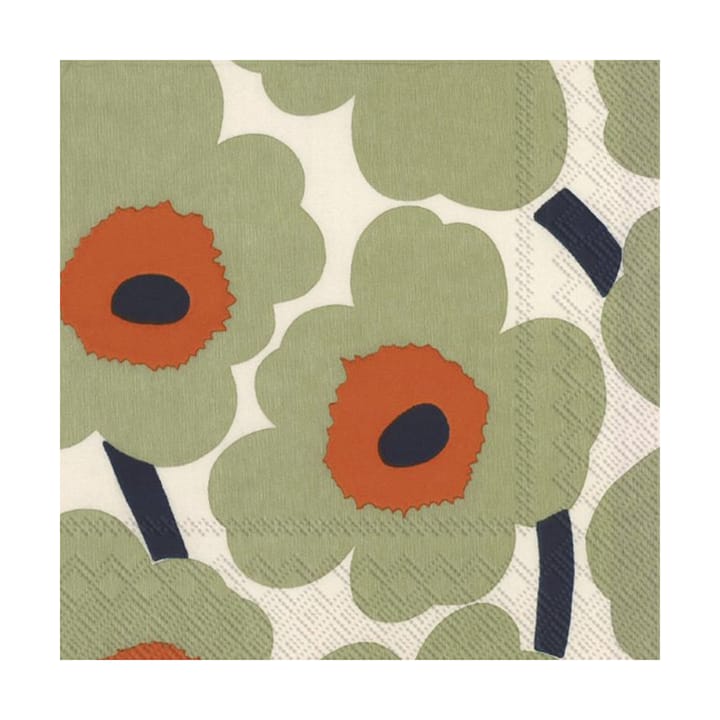 Serviettes Unikko 33x33 cm, Lot de 21, Crème-orange Marimekko