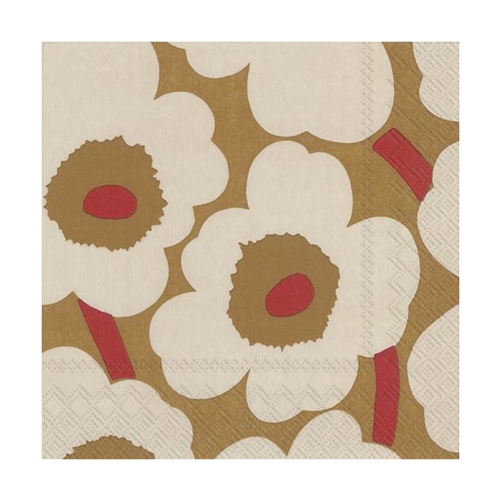 Serviettes Unikko 33x33 cm, Lot de 21 - Dark cream-red - Marimekko