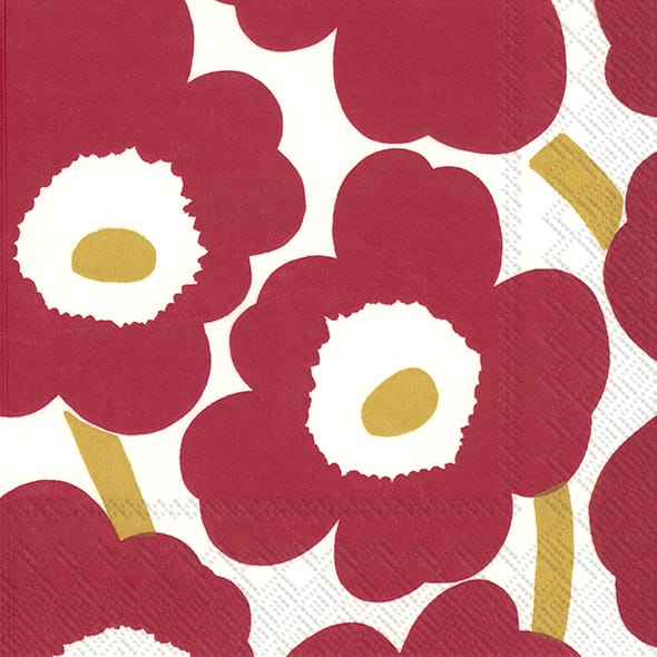 Serviettes Unikko 33x33 cm, Lot de 21 - Red-Gold - Marimekko