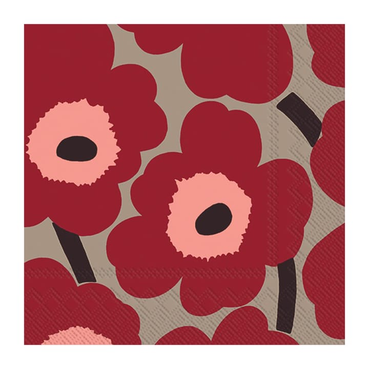 Serviettes Unikko 33x33 cm, Lot de 21 - Red-linen - Marimekko