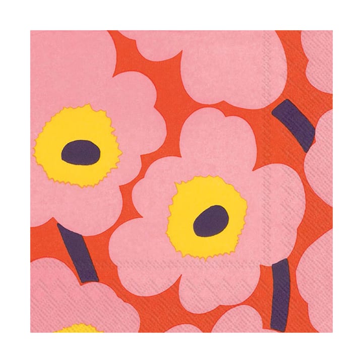 Serviettes Unikko 33x33 cm, Lot de 21 - Rose-orange - Marimekko