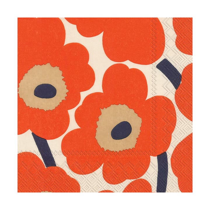 Serviettes Unikko 33x33 cm, Lot de 21 - Rouge-crème - Marimekko