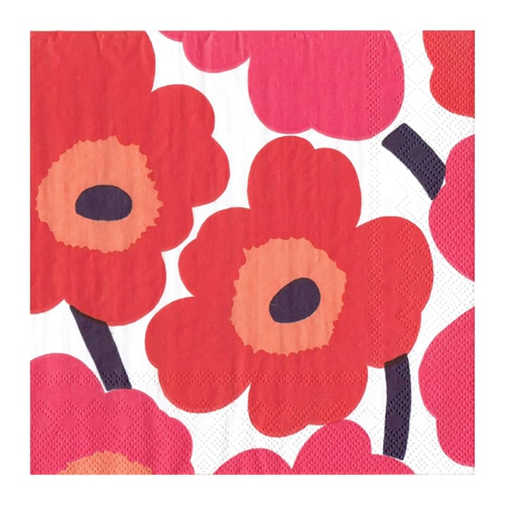 Serviettes Unikko 33x33 cm, Lot de 21 - Rouge - Marimekko