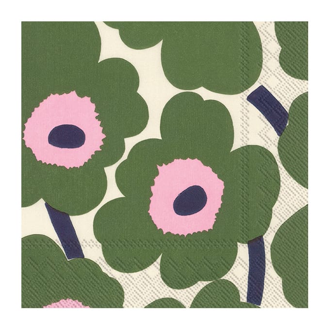 Serviettes Unikko 33x33 cm, Lot de 21 - Vert foncé - Marimekko