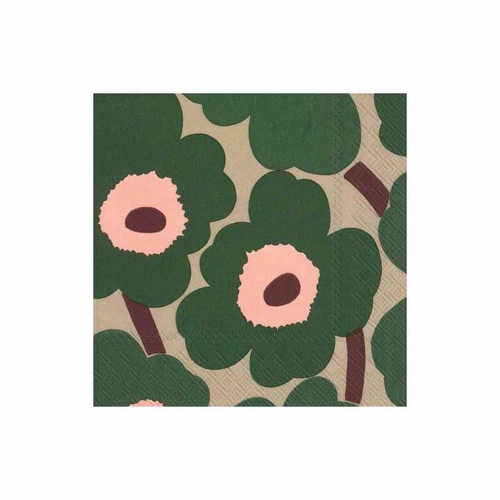 Serviettes Unikko 33x33 cm, Lot de 21 - Vert-Rose - Marimekko