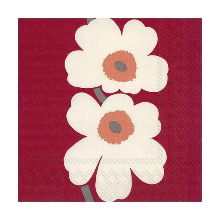 Serviettes Unikko 60ième Anniversaire 33x33 cm, Pack de 20 - Rouge - Marimekko