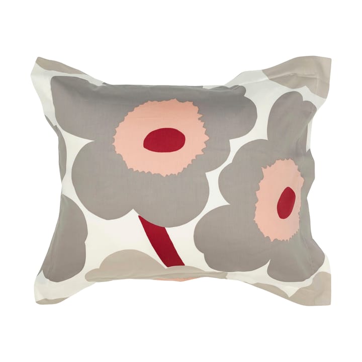 Taie d'oreiller Unikko en satin 50x60 cm, Off white-warm grey-pink Marimekko