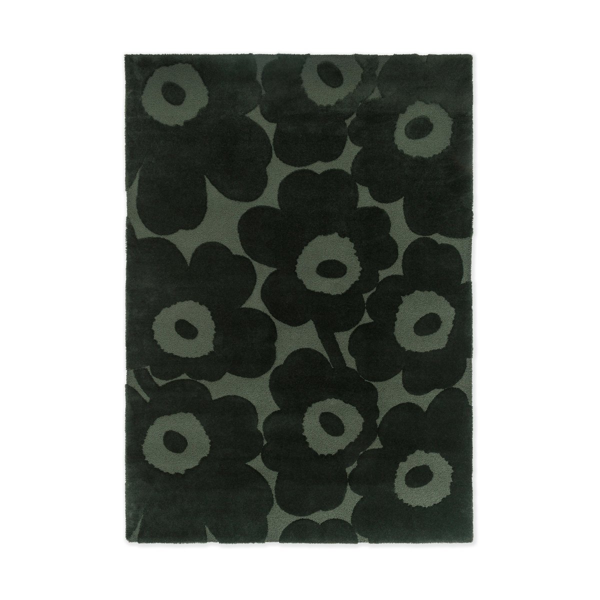 Marimekko Tapis en laine Unikko Dark Green, 140x200 cm