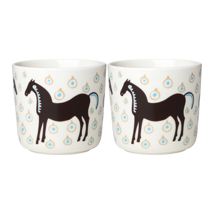 Tasse à café Musta Tamma 20 cl Lot de 2, Blanc-marron-beige Marimekko