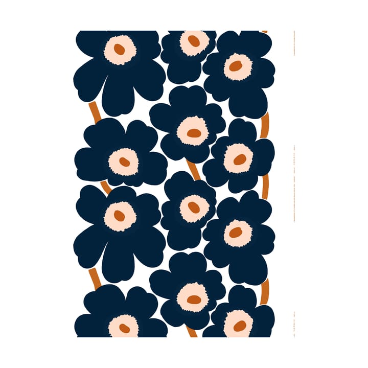 Tissu Unikko - White-dark navy-powder-tile - Marimekko