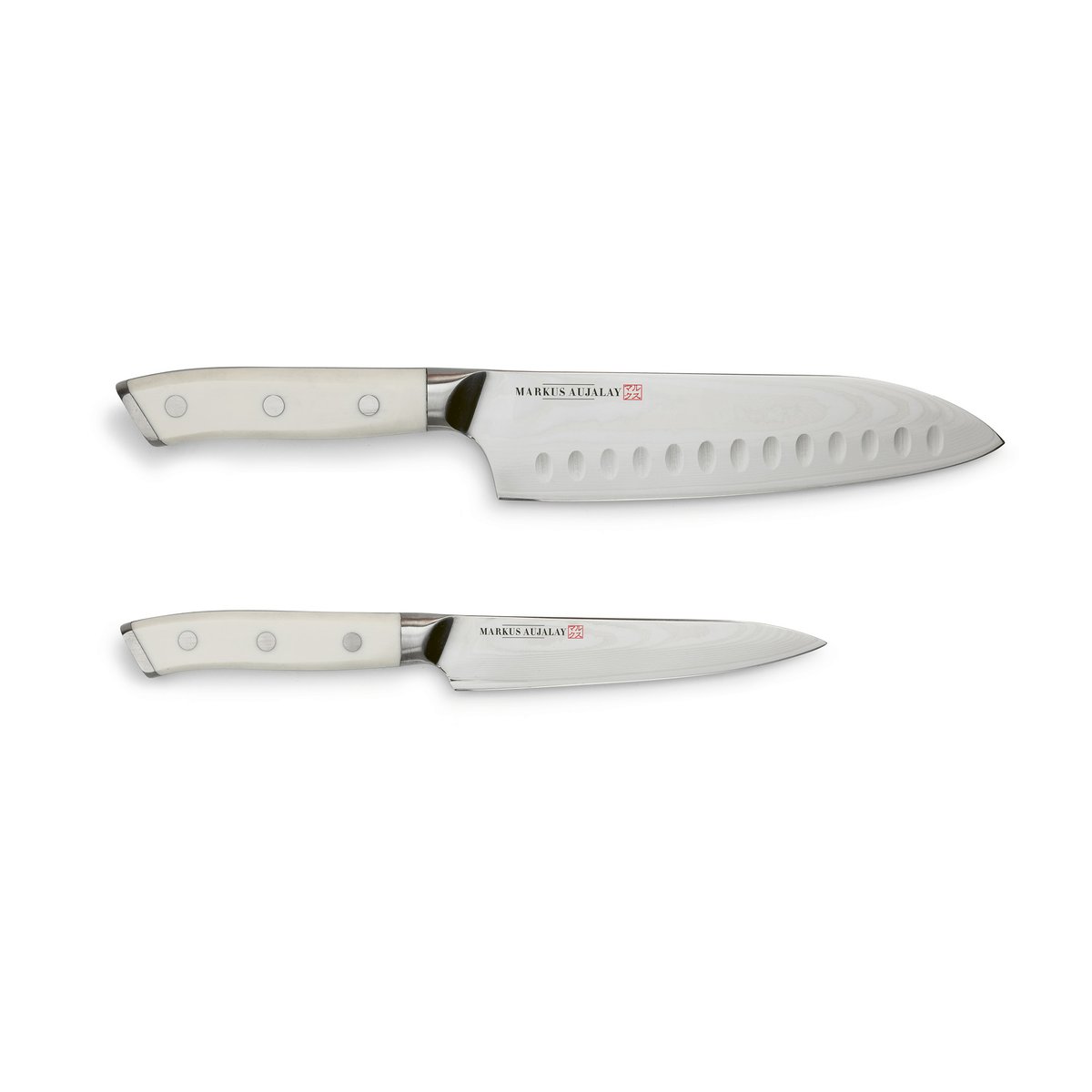 Markus Aujalay Set de couteaux japonais Damascus Couteau chef et couteau d"'office