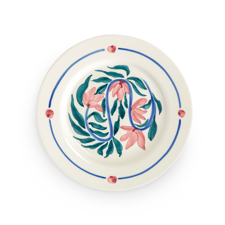 Assiette plate Flowers water lilies Ø28 cm - Blanc - Mateus