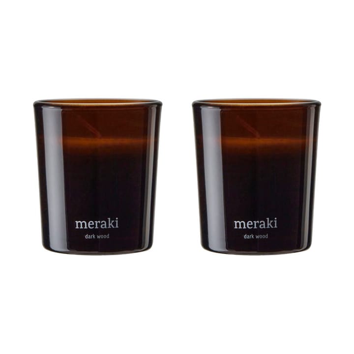 Bougie parfumée Meraki 12 heures lot de 2 - Bois foncé - Meraki