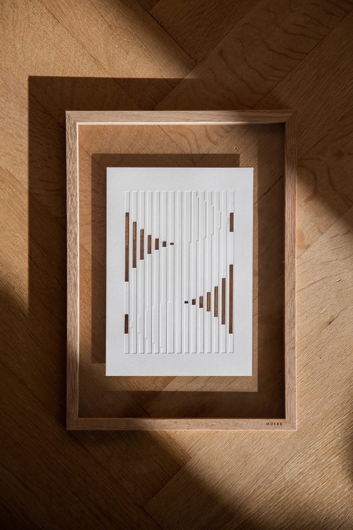 Œuvre d'art en relief lignes organiques 14,8x21 cm, Blanc cassé MOEBE