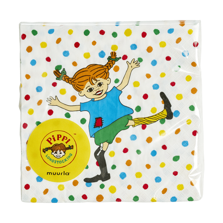 Serviettes Pippi 33x33 cm, lot de 20 - Hoppsansa - Muurla