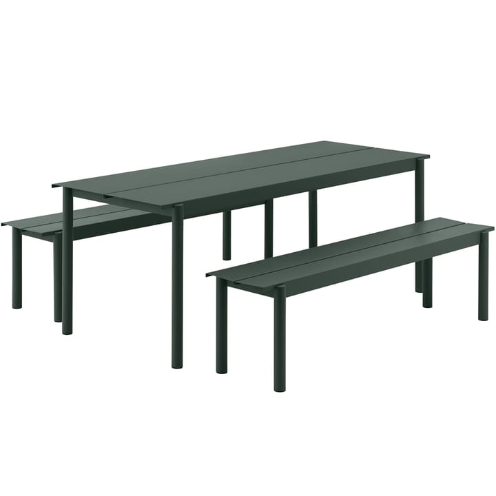 Banc Linear steel bench 170x34 cm, Dark green Muuto