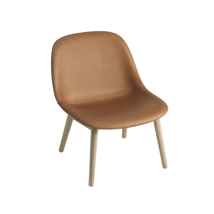 Chaise Lounge Fiber avec pieds en chêne - Refine leather cognac - Muuto