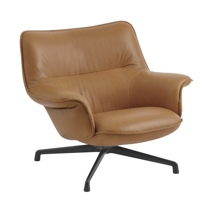 Fauteuil bas Doze base pivotante - Refine leather cognac-black - Muuto