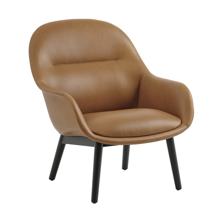 Fauteuil Fiber Lounge avec pieds en chêne - Refine leather cognac-black - Muuto