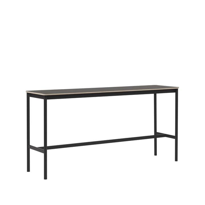 Table de bar Base High - black linoleum, structure noire, bord en contreplaqué, l50 L190 H95 - Muuto