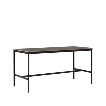 Table de bar Base High - black linoleum, structure noire, bord en contreplaqué, l85 L190 H95 - Muuto