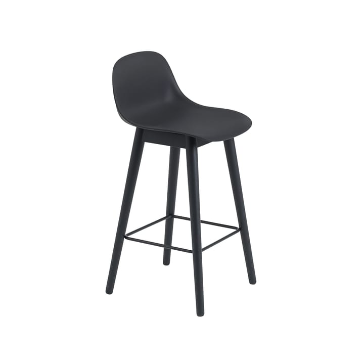 Tabouret de bar Fiber avec dossier 65 cm - Black-pieds noirs - Muuto