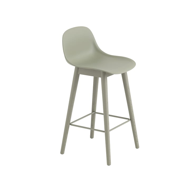 Tabouret de bar Fiber avec dossier 65 cm - Dusty green-pieds verts - Muuto