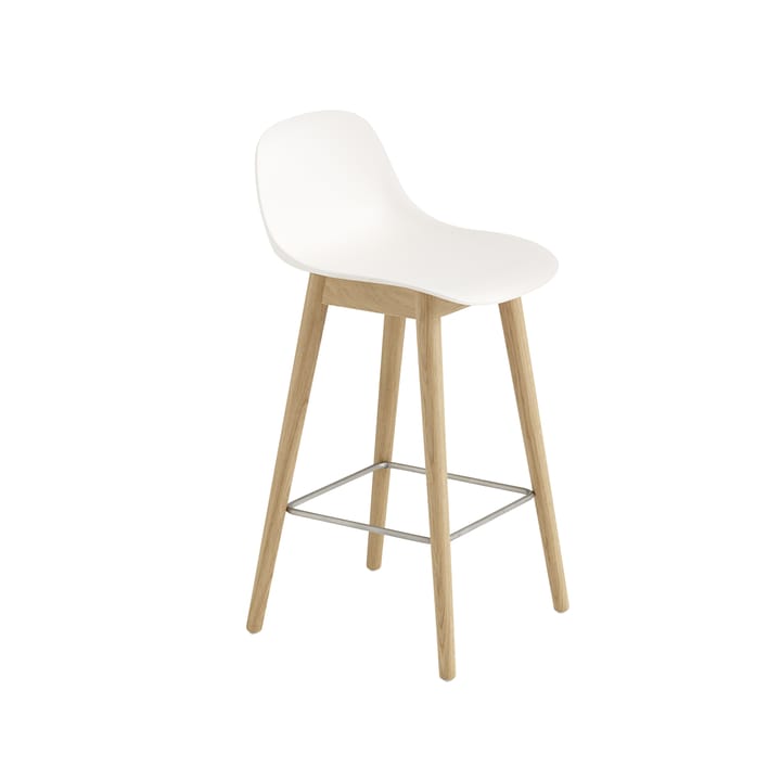 Tabouret de bar Fiber avec dossier 65 cm - Natural white-pieds en chêne - Muuto