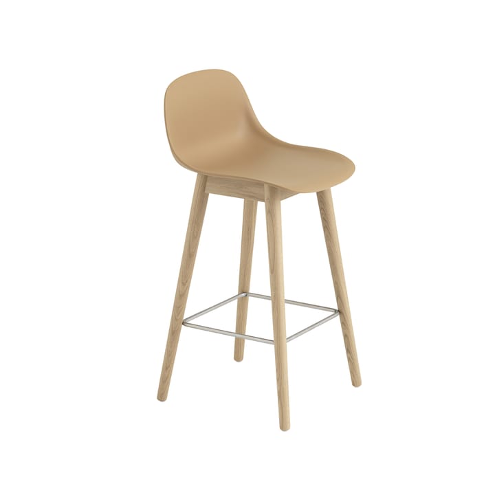 Tabouret de bar Fiber avec dossier 65 cm - Ochre-pieds en chêne - Muuto