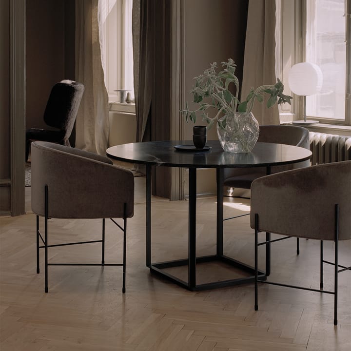 Table à manger ronde Florence, black marquina marble, ø 120 cm, structure noire New Works