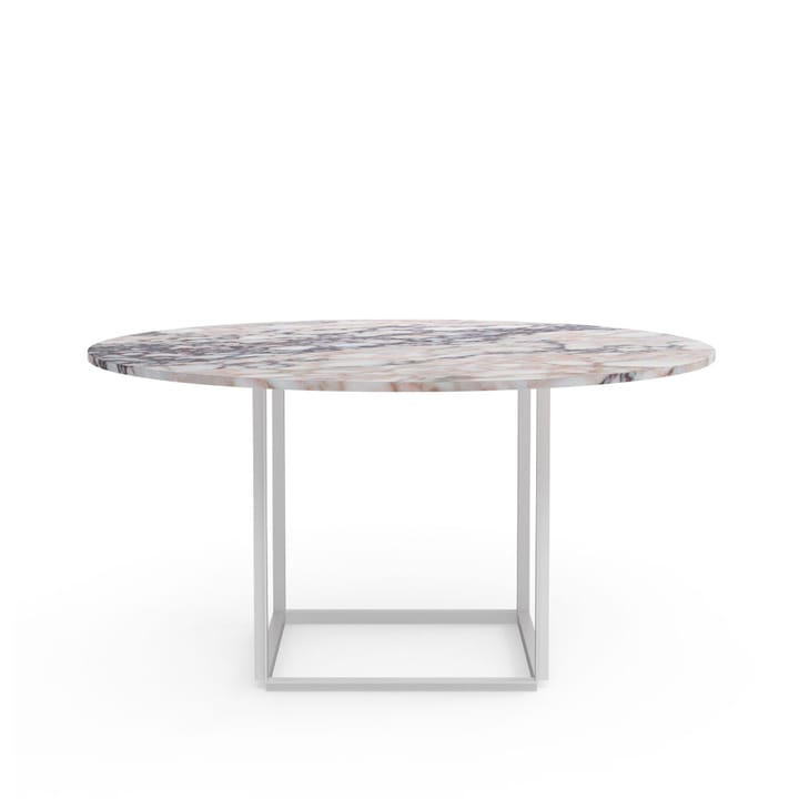 Table à manger ronde Florence, white viola marble, ø 145 cm, structure blanche New Works