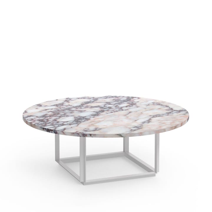 Table basse Florence, white viola marble, ø 90 cm, structure blanche New Works