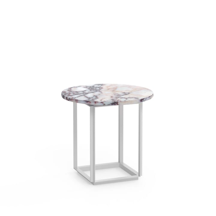 Table d'appoint Florence - white viola marble, ø 50 cm, structure blanche - New Works