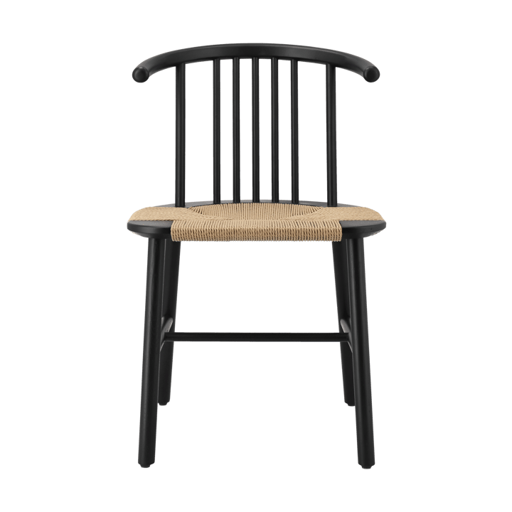 Chaise de salle à manger VIOR avec assise tressée - Chêne laqué noir-nature - NJRD