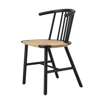 Chaise de salle à manger VIOR avec assise tressée - Chêne laqué noir-nature - NJRD