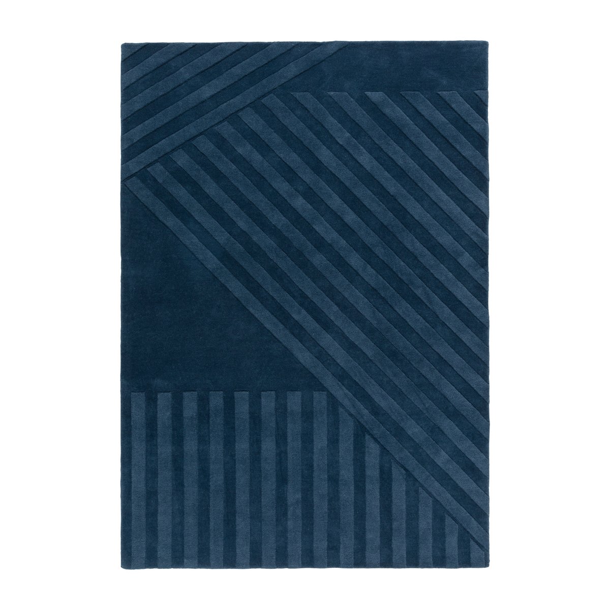 NJRD Tapis en laine Levels stripes bleu 170x240 cm