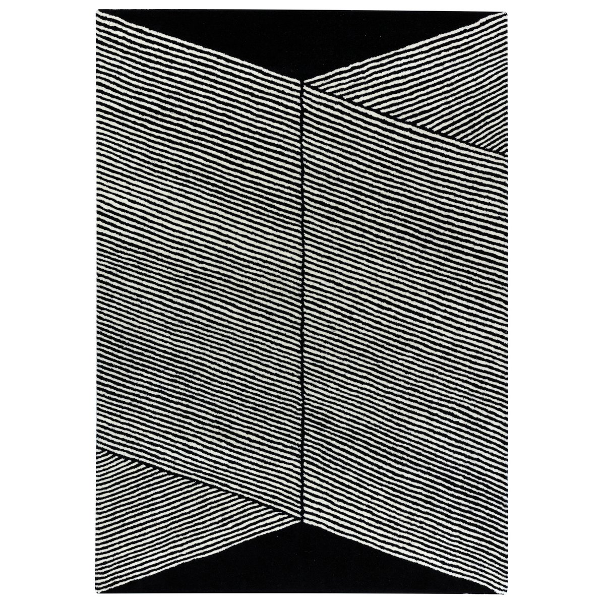 NJRD Tapis en laine Rectangles noir 200x300 cm