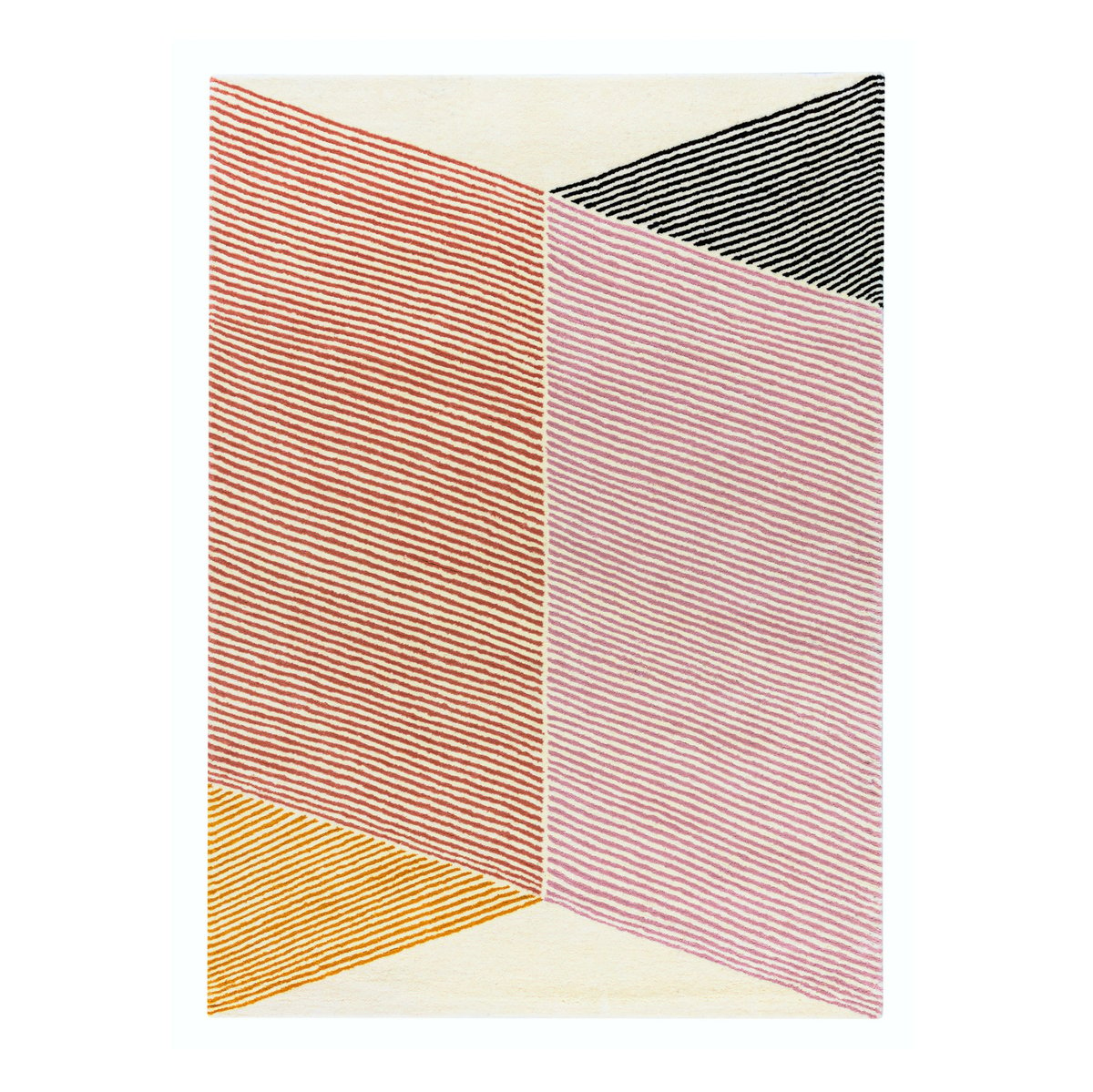 NJRD Tapis en laine Rectangles Rose 170x240 cm