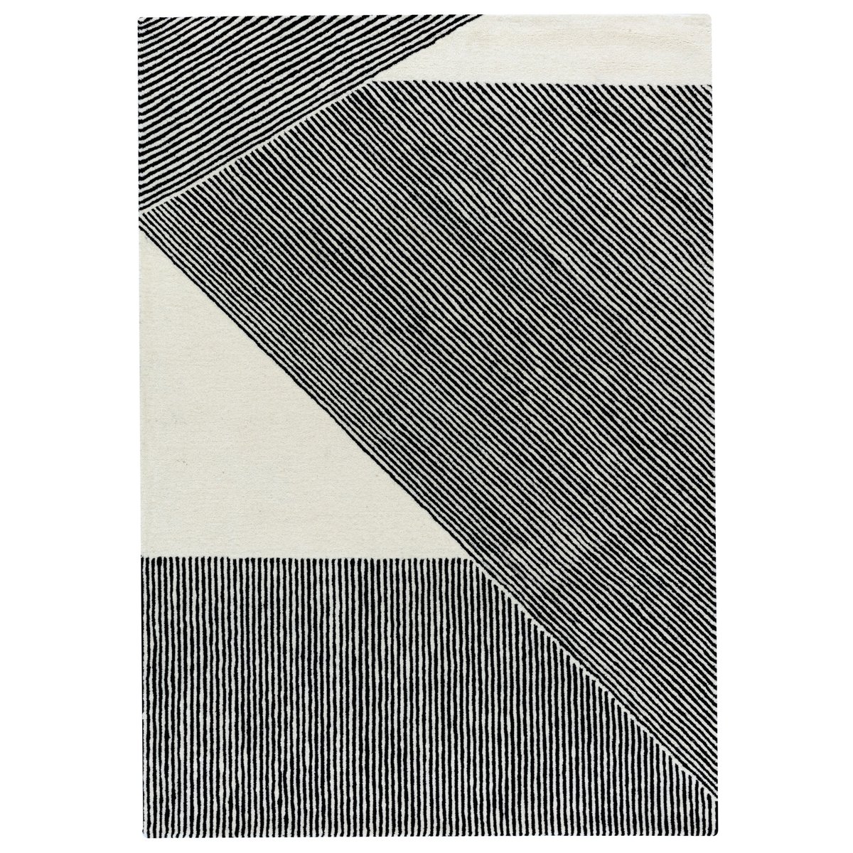 NJRD Tapis en laine Stripes blanc nature 200x300 cm