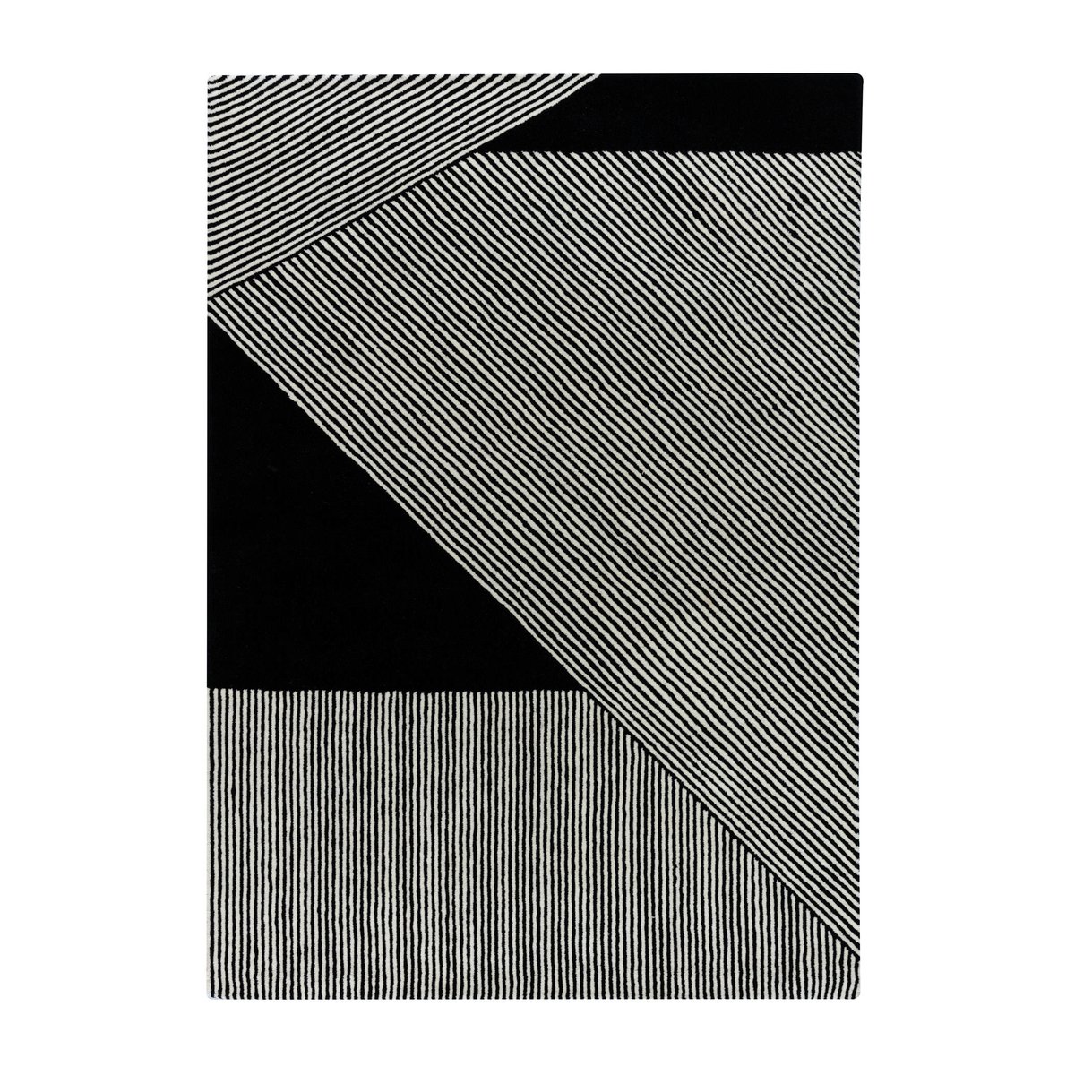 NJRD Tapis en laine Stripes noir 170x240 cm