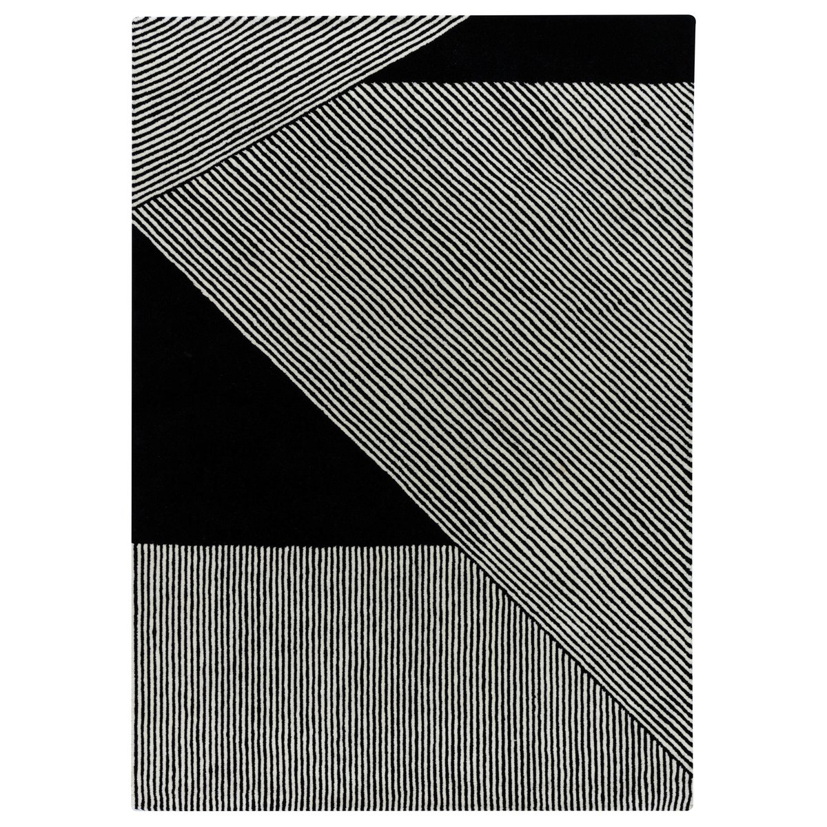 NJRD Tapis en laine Stripes noir 200x300 cm